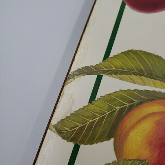 Cork Back Place Mats Fruit Harvest Vtg Plum Apple Green Grapes Pear Peach 2PC - Picture 5 of 16